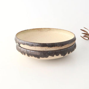 Serving Bowl White and Brown Rim Medium  | Mino Ware