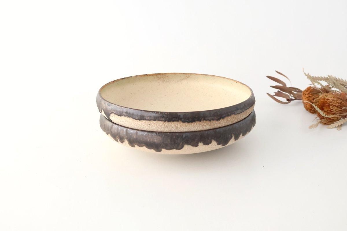 Serving Bowl White and Brown Rim Medium  | Mino Ware