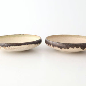Serving Bowl White and Brown Rim Medium  | Mino Ware
