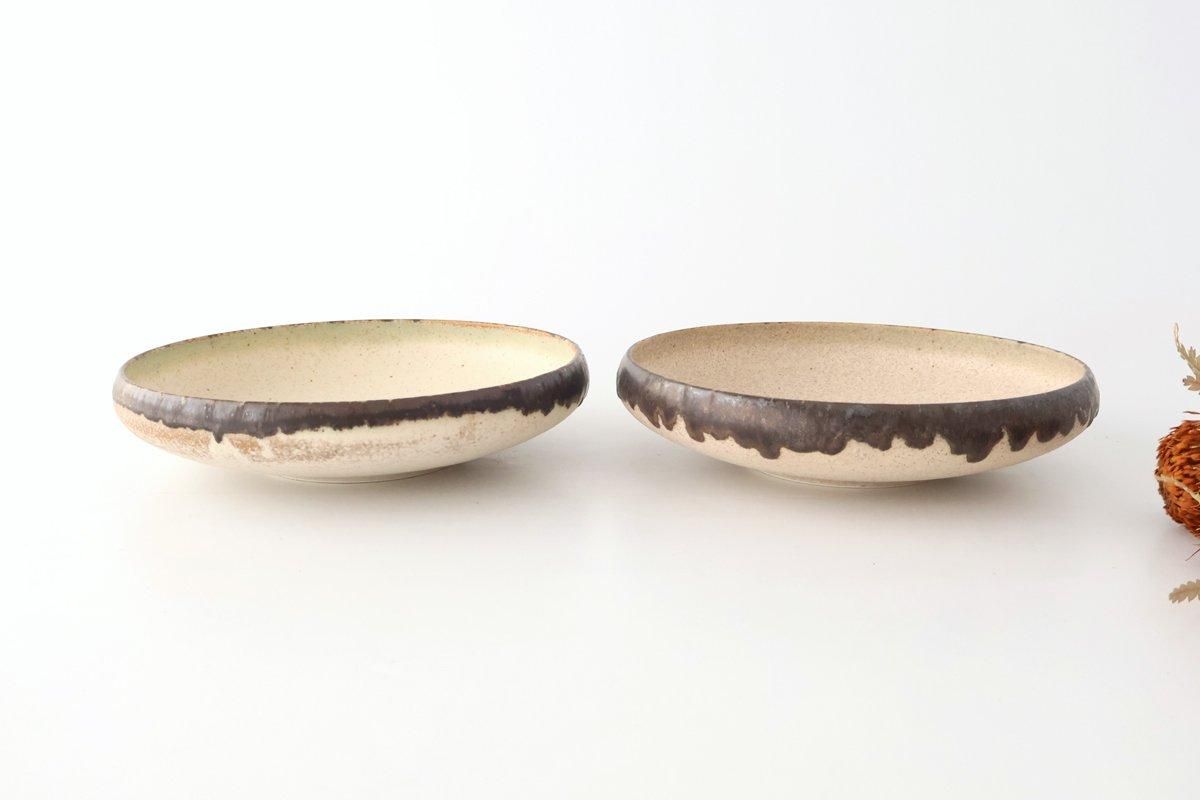 Serving Bowl White and Brown Rim Medium  | Mino Ware