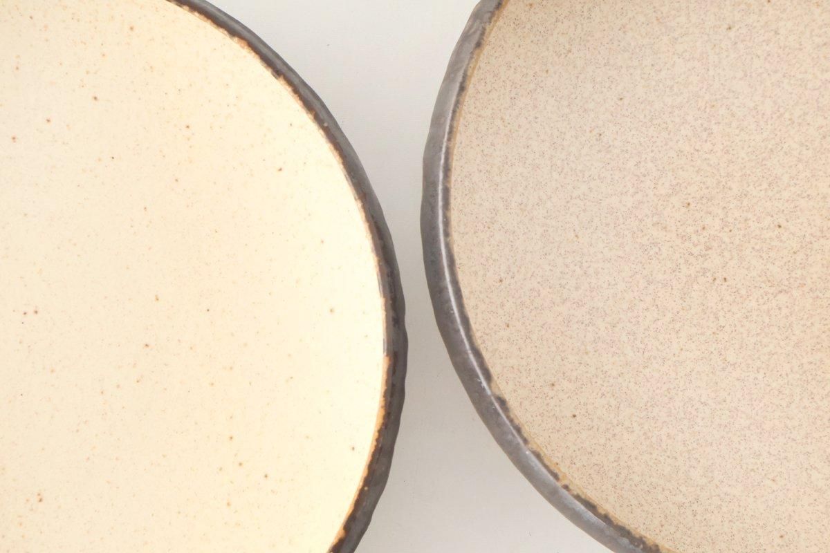 Serving Bowl White and Brown Rim Medium  | Mino Ware