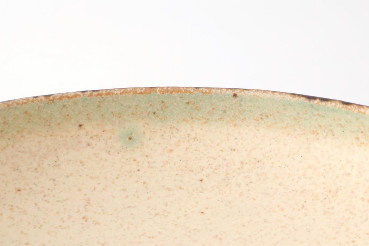 Serving Bowl White and Brown Rim Medium  | Mino Ware