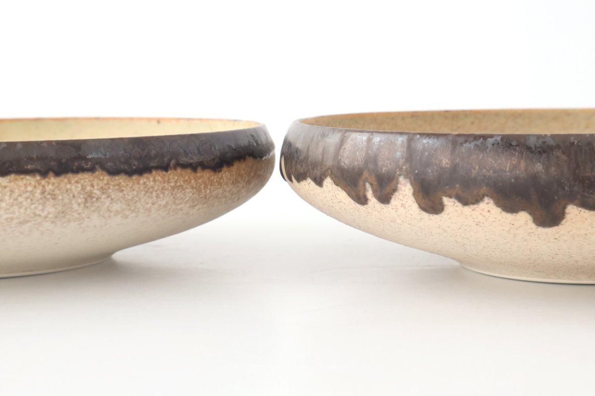 Serving Bowl White and Brown Rim Medium  | Mino Ware