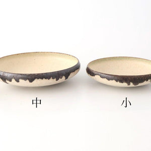 Serving Bowl White and Brown Rim Medium  | Mino Ware