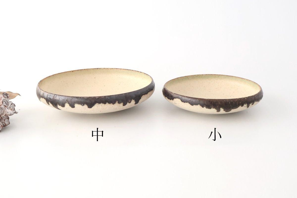 Serving Bowl White and Brown Rim Medium  | Mino Ware