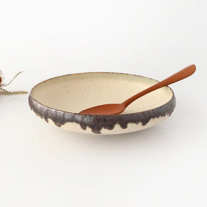 Serving Bowl White and Brown Rim Medium  | Mino Ware