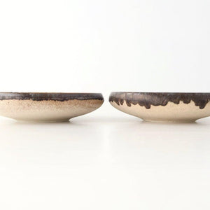 Serving Bowl White and Brown Rim Medium  | Mino Ware