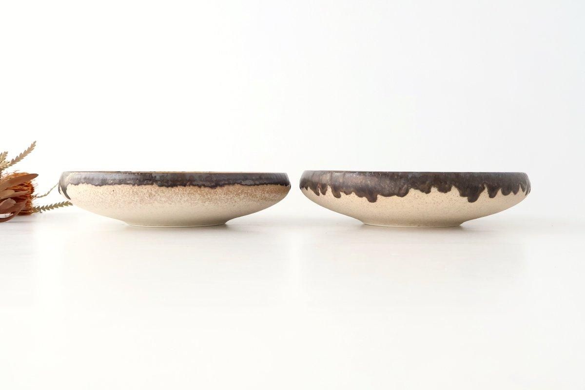 Serving Bowl White and Brown Rim Medium  | Mino Ware
