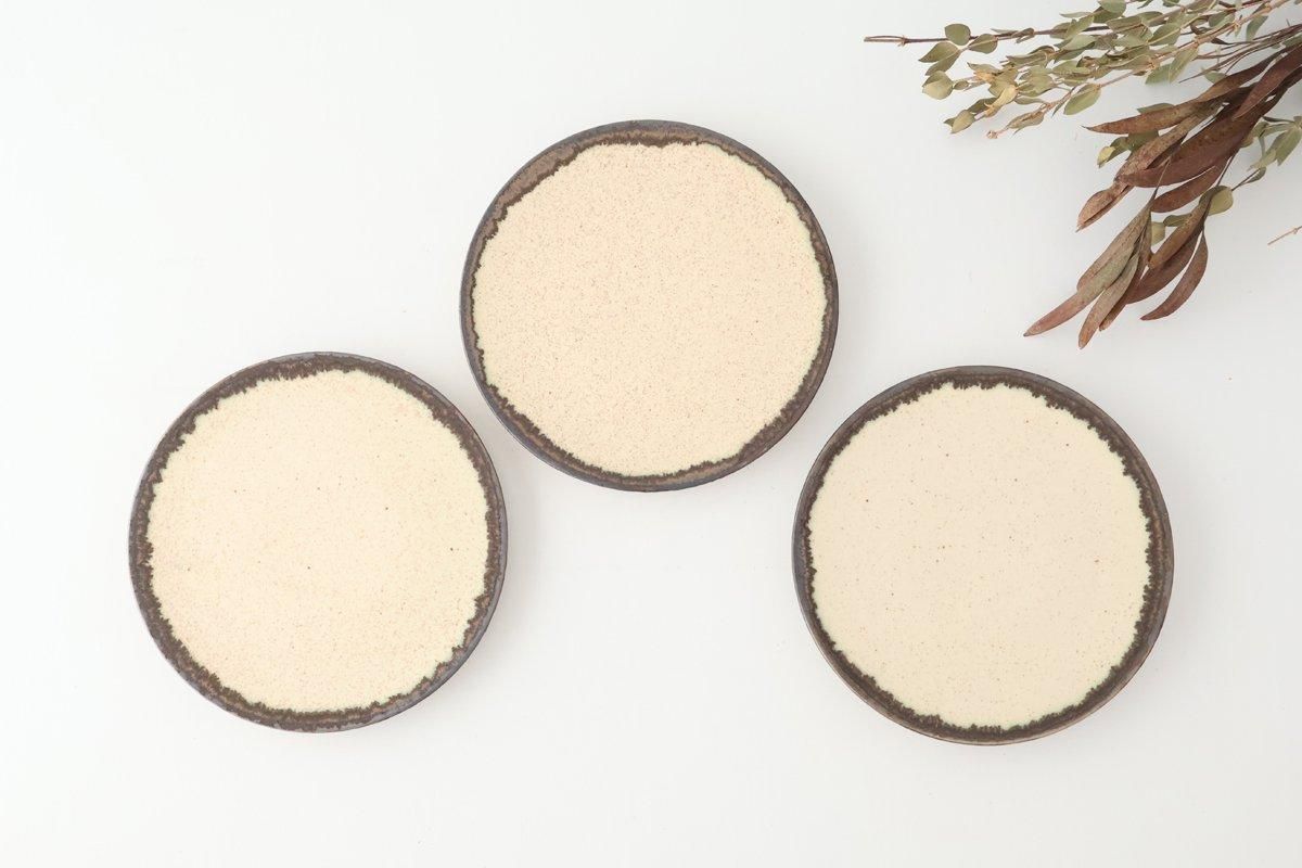 Small Plate White and Brown Rim | Mino Ware