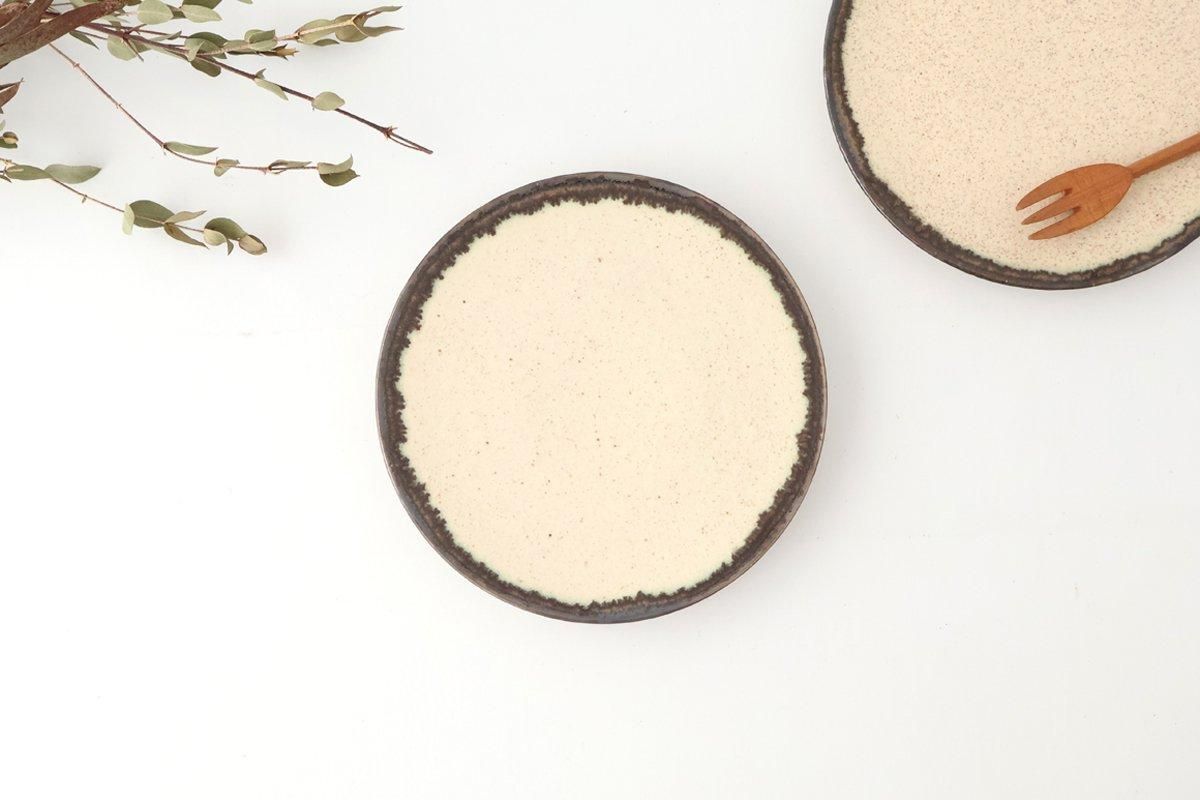 Small Plate White and Brown Rim | Mino Ware