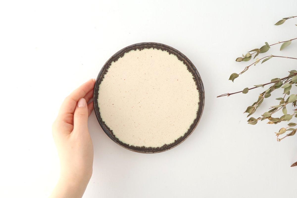 Small Plate White and Brown Rim | Mino Ware