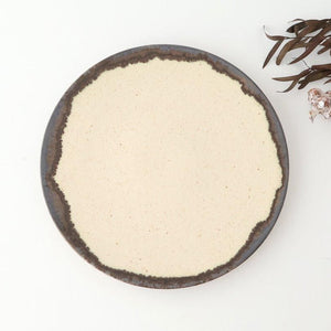 Plate White and Brown Rim Medium | Mino Ware