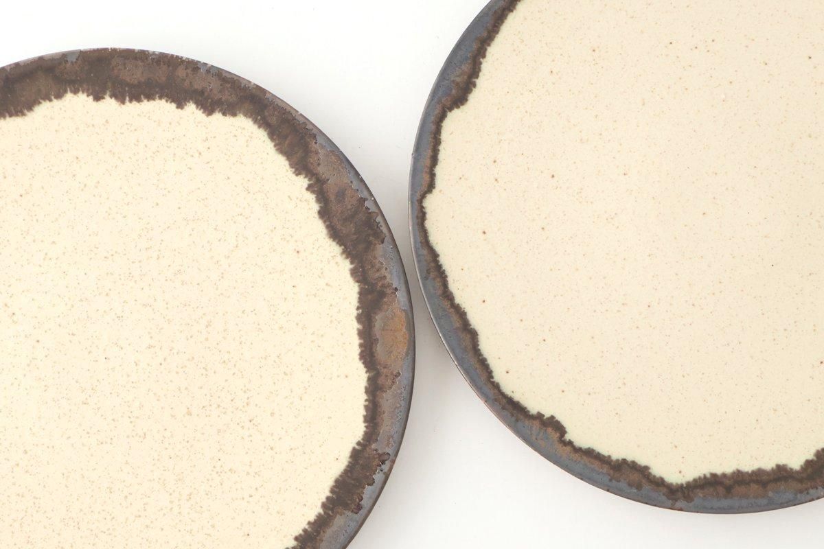 Plate White and Brown Rim Medium | Mino Ware