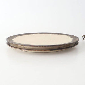 Plate White and Brown Rim Medium | Mino Ware