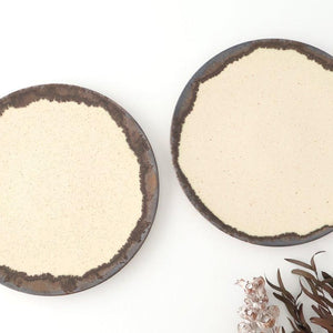 Plate White and Brown Rim Medium | Mino Ware