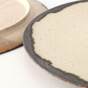 Plate White and Brown Rim Medium | Mino Ware