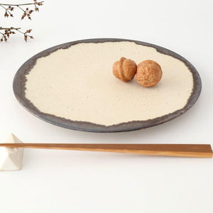 Plate White and Brown Rim Medium | Mino Ware