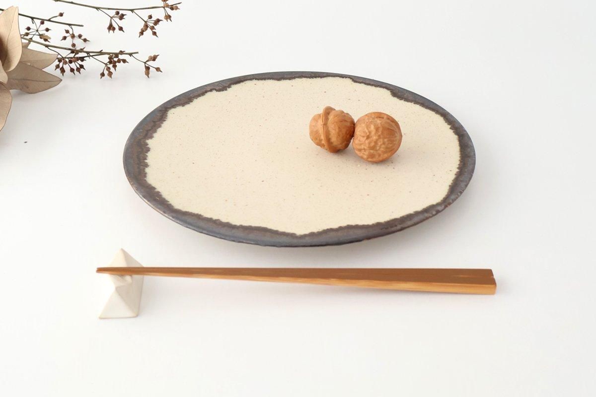 Plate White and Brown Rim Medium | Mino Ware