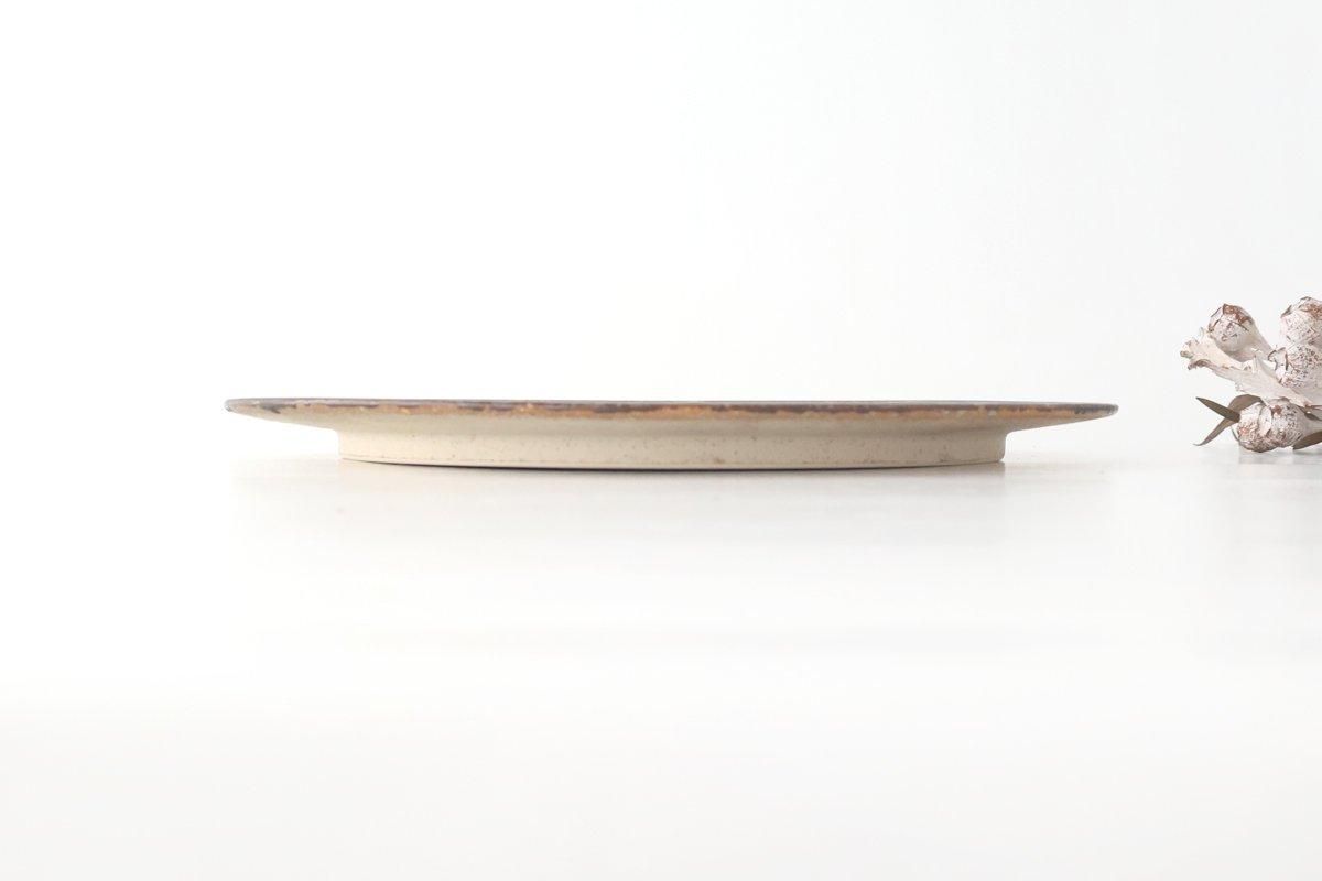 Plate White and Brown Rim Medium | Mino Ware