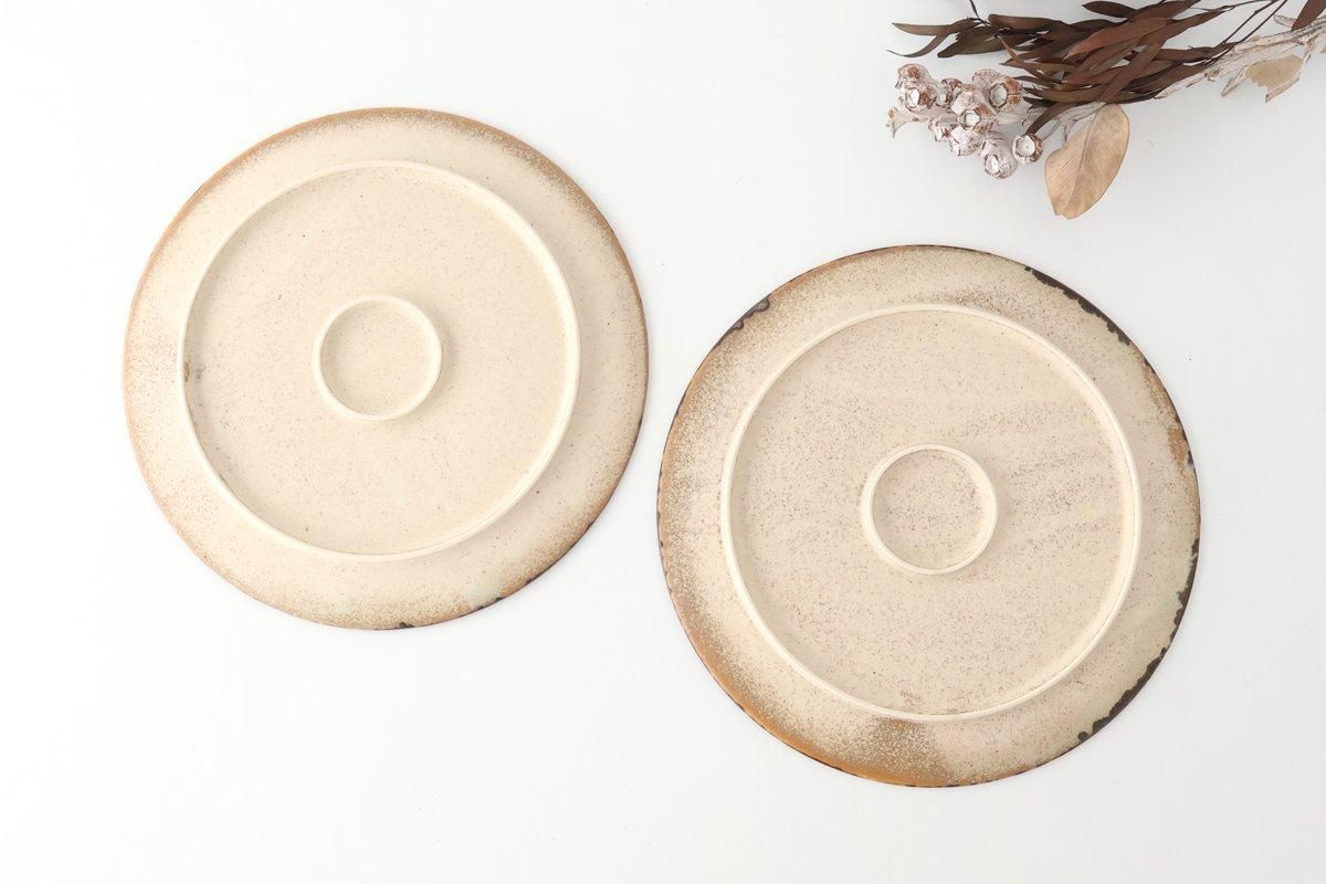 Plate White and Brown Rim Medium | Mino Ware