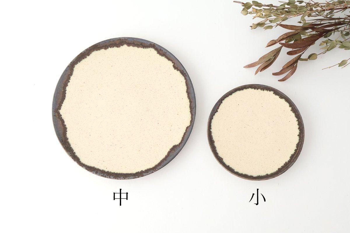 Plate White and Brown Rim Medium | Mino Ware