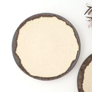 Plate White and Brown Rim Medium | Mino Ware