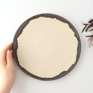 Plate White and Brown Rim Medium | Mino Ware