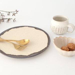 Plate White and Brown Rim Medium | Mino Ware