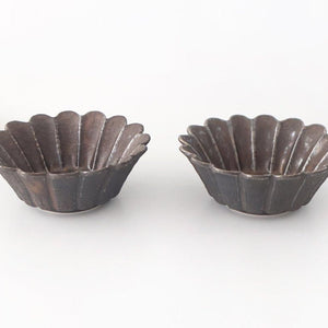 Flower-shaped Small Bowl Silver-Black | Kobachi Mino Ware