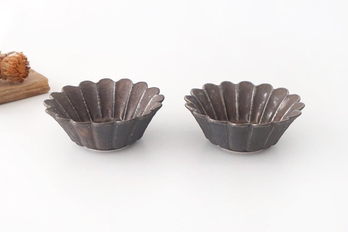 Flower-shaped Small Bowl Silver-Black | Kobachi Mino Ware