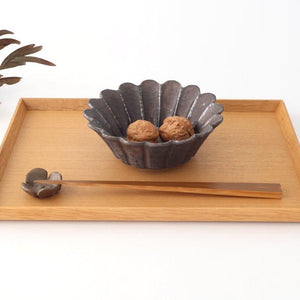 Flower-shaped Small Bowl Silver-Black | Kobachi Mino Ware