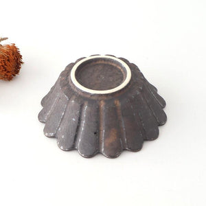 Flower-shaped Small Bowl Silver-Black | Kobachi Mino Ware