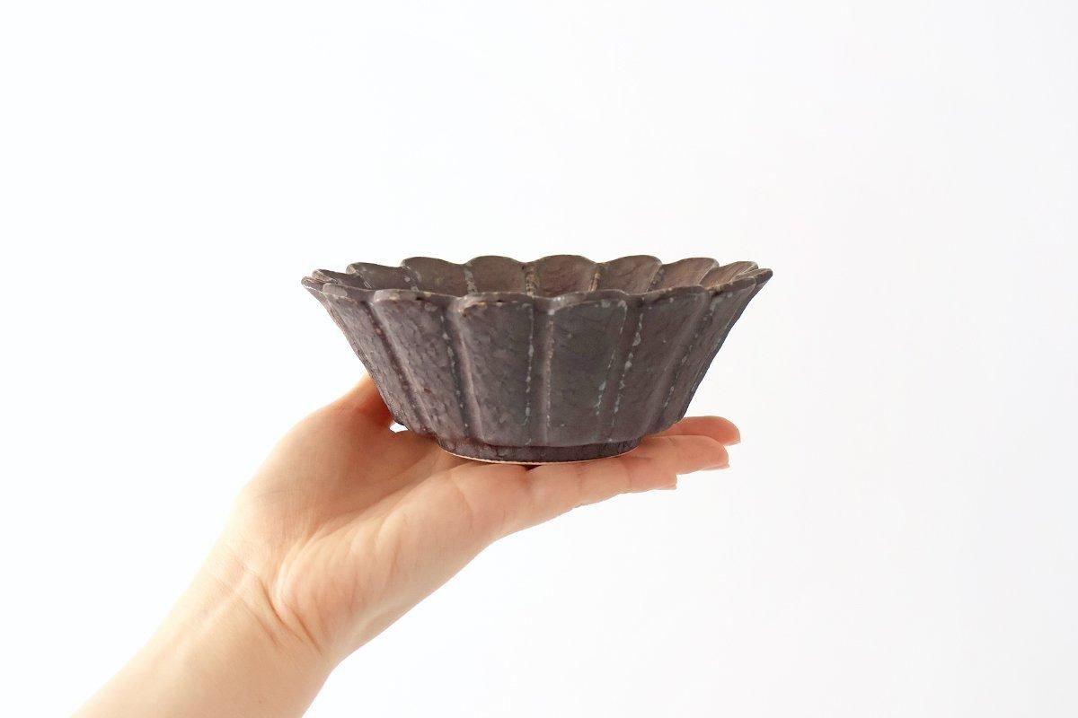 Flower-shaped Small Bowl Silver-Black | Kobachi Mino Ware