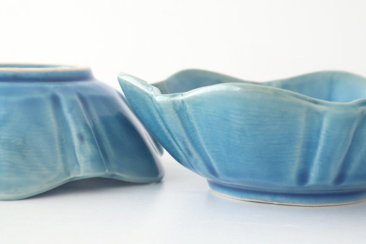 Flower-shaped Small Bowl Turquoise | Kobachi Mino Ware
