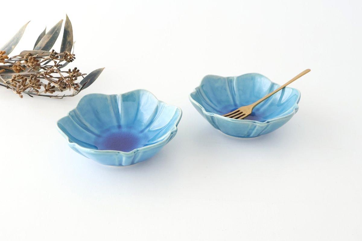 Flower-shaped Small Bowl Turquoise | Kobachi Mino Ware