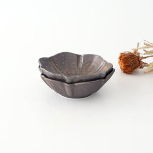 Flower-shaped Small Bowl Silver-black | Kobachi Mino Ware