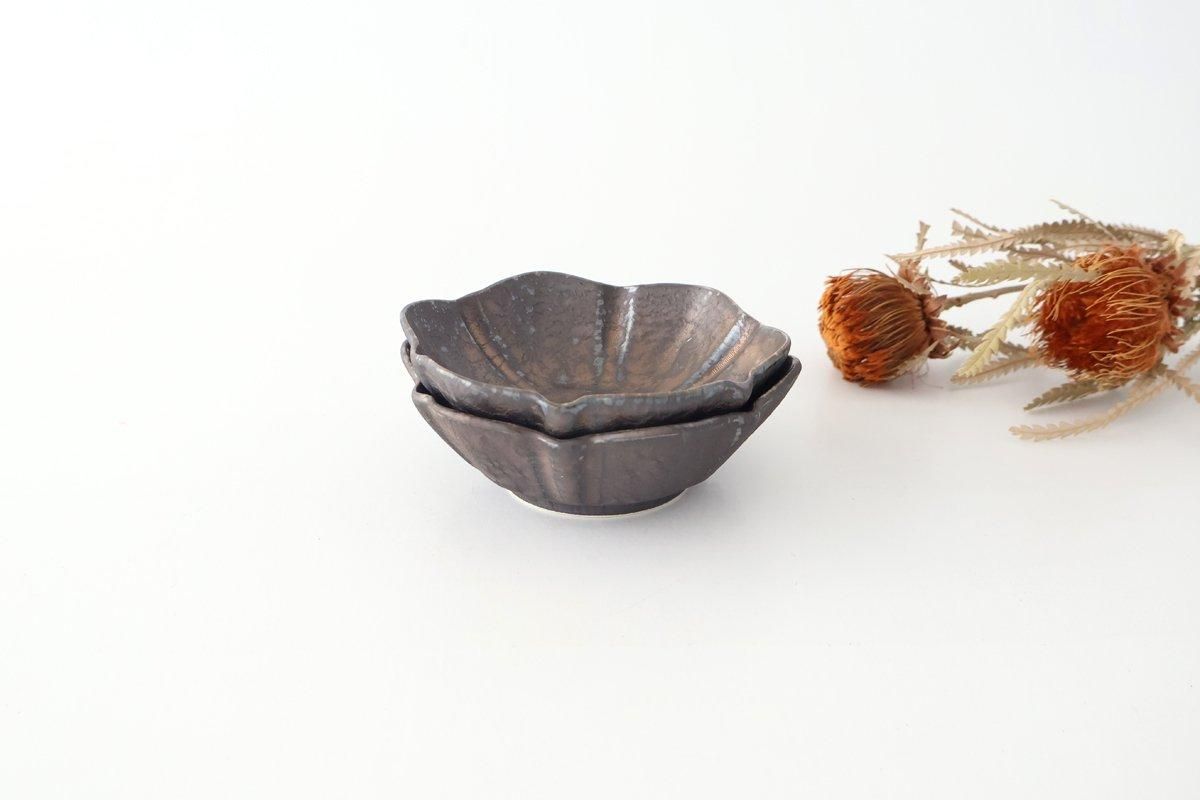 Flower-shaped Small Bowl Silver-black | Kobachi Mino Ware