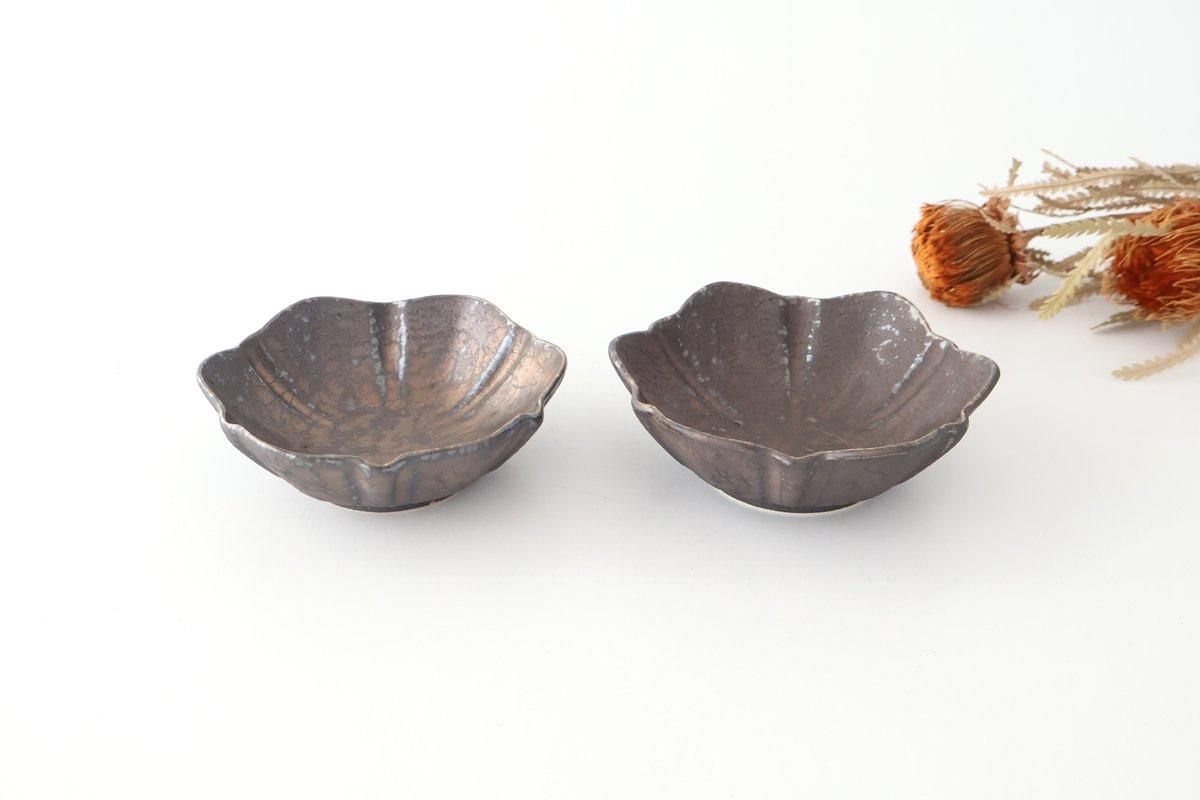 Flower-shaped Small Bowl Silver-black | Kobachi Mino Ware
