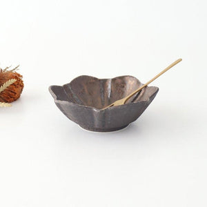 Flower-shaped Small Bowl Silver-black | Kobachi Mino Ware