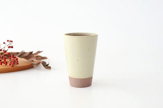 Kamoshika Dogu Store Ceramic Beer Cup White and Brown