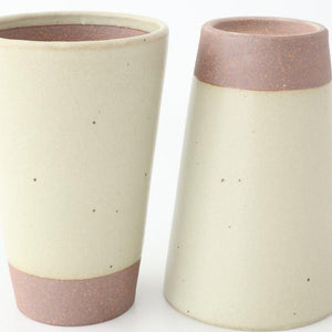 Kamoshika Dogu Store Ceramic Beer Cup White and Brown