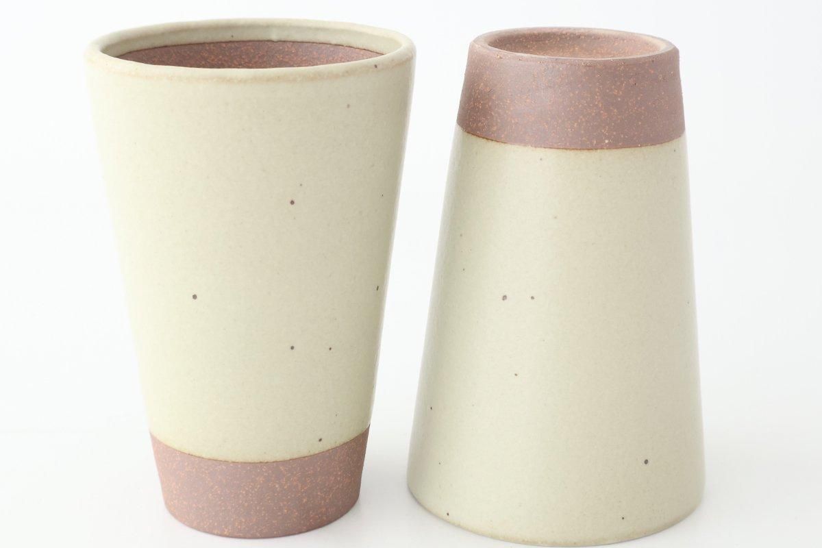 Kamoshika Dogu Store Ceramic Beer Cup White and Brown