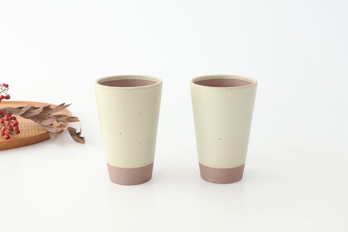 Kamoshika Dogu Store Ceramic Beer Cup White and Brown