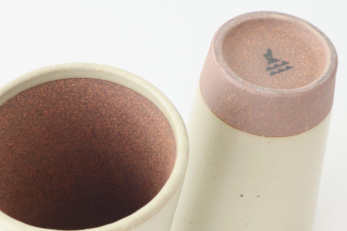 Kamoshika Dogu Store Ceramic Beer Cup White and Brown