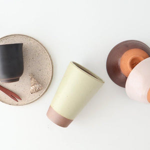 Kamoshika Dogu Store Ceramic Beer Cup White and Brown