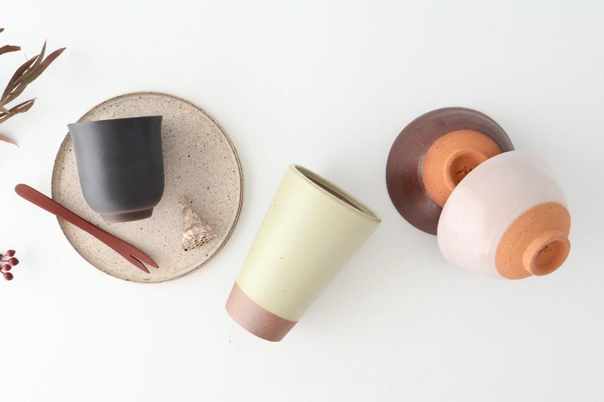 Kamoshika Dogu Store Ceramic Beer Cup White and Brown