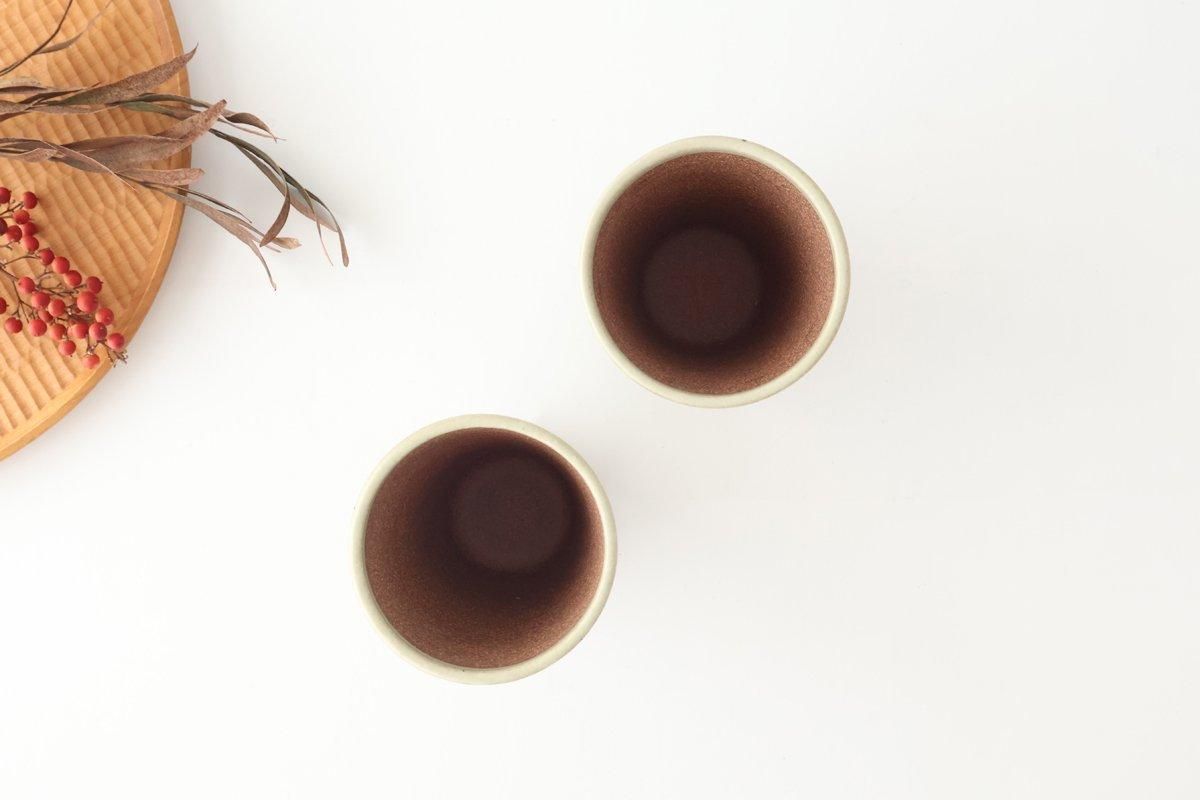 Kamoshika Dogu Store Ceramic Beer Cup White and Brown