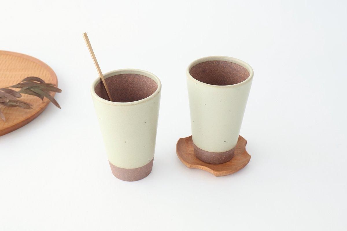 Kamoshika Dogu Store Ceramic Beer Cup White and Brown