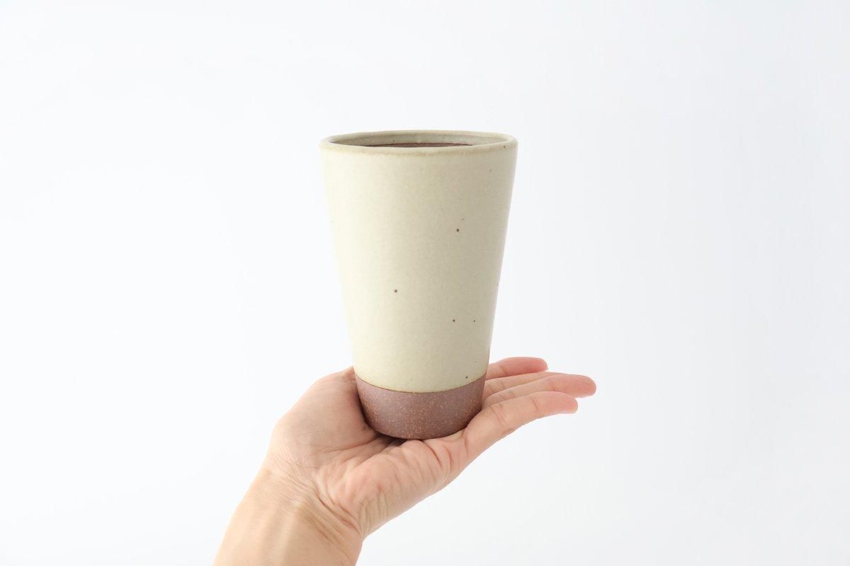 Kamoshika Dogu Store Ceramic Beer Cup White and Brown