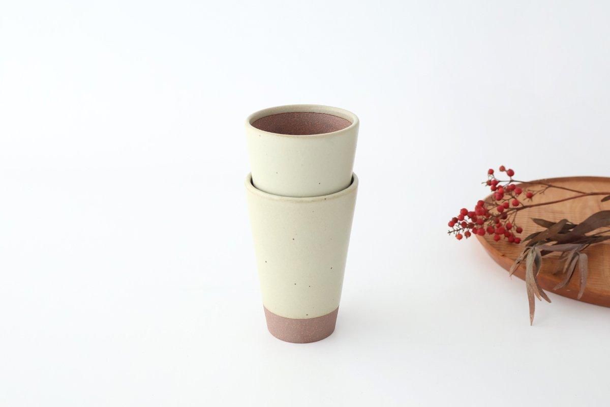 Kamoshika Dogu Store Ceramic Beer Cup White and Brown